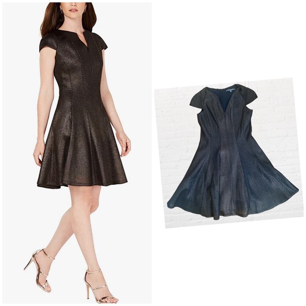 JULIA JORDAN Women's Mesh Jacquard Fit & Flare Dress